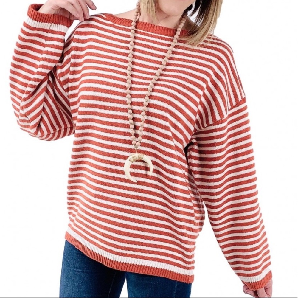 POL Brick Striped Knitted Sweater